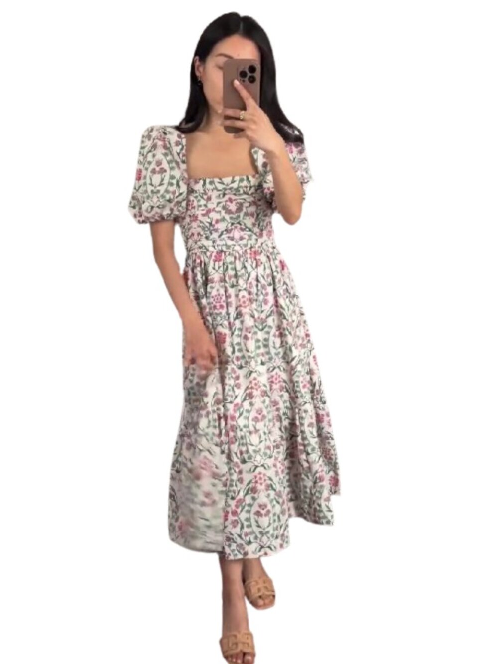 Abercrombie & Fitch Women's Emerson Poplin Puff Sleeve Midi Dress Size XXSP